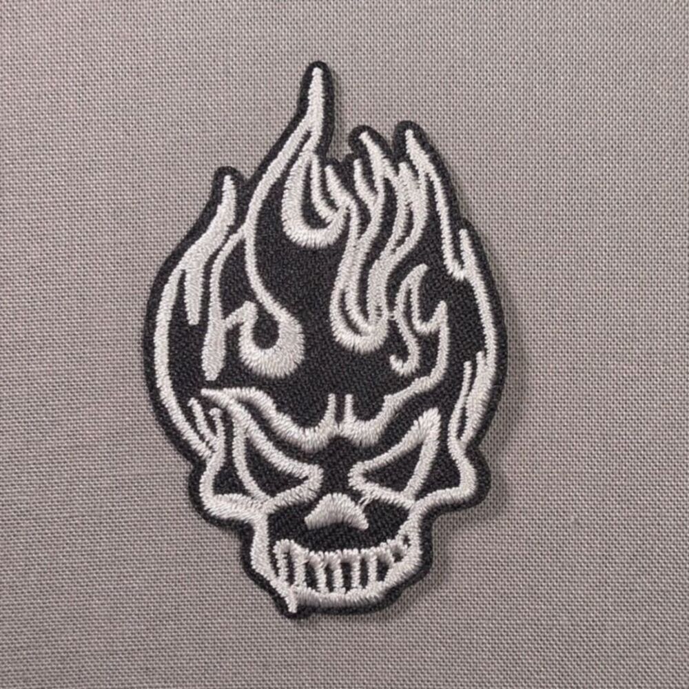Skull Flames Iron On Patch | Gothic Fire Patch